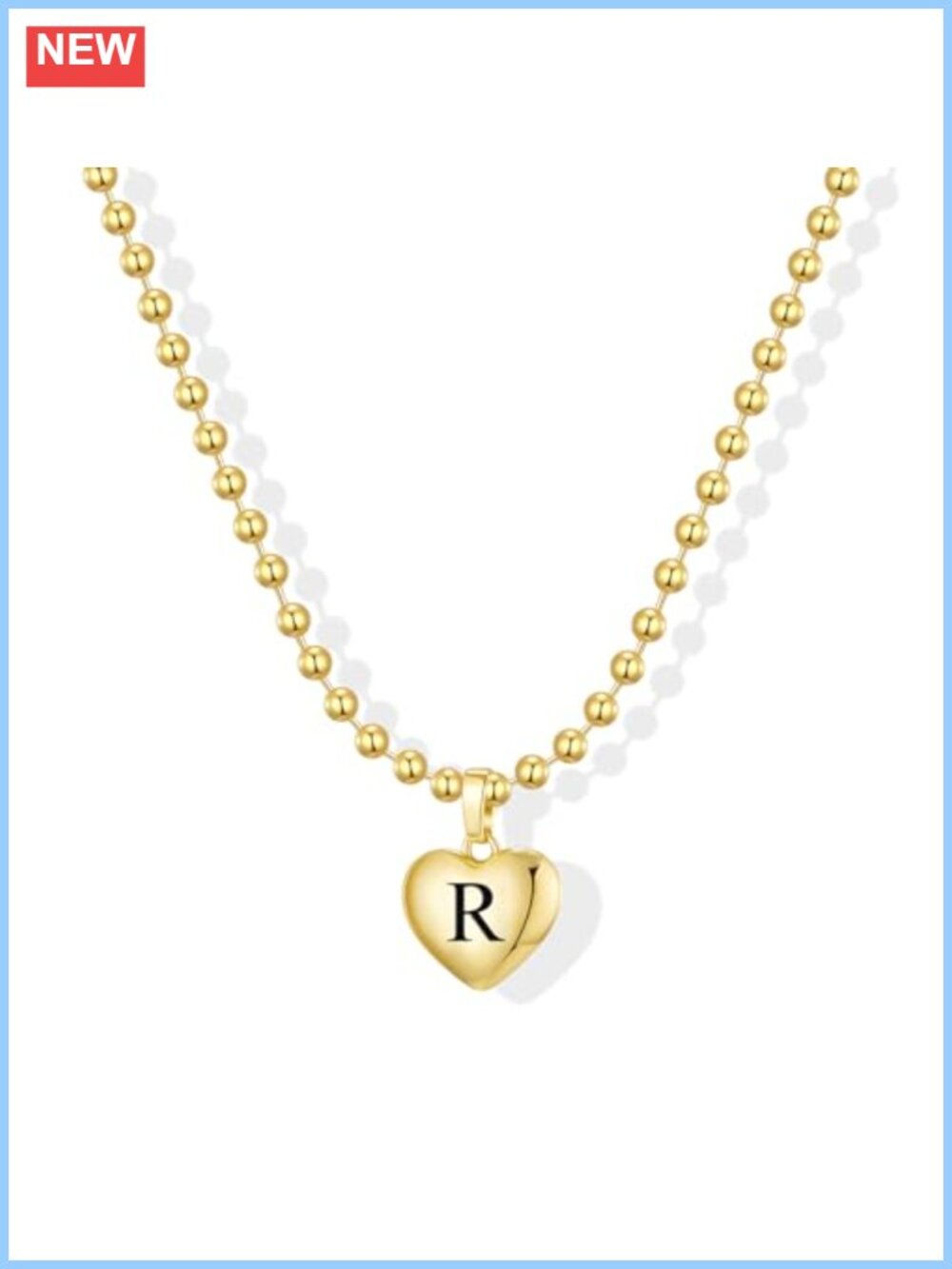 14K Gold Plated Heart Initial Letter Pendant Necklace Women